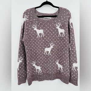 Abercrombie & Fitch | Purple Holiday Reindeer Crewneck Sweater Size Extra Large